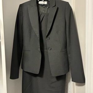 Tahari Charcoal Pinstripe Blazer and Dress Ensemble